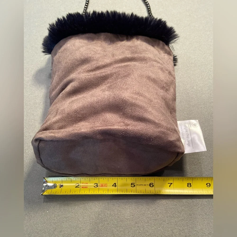 Evelyn’s Prelonge small Faux Fur‎ Cross body w/Handle navy blue Handbag Purse